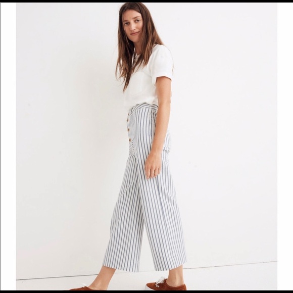 Madewell Emmett Wide Leg Crop pants in stripe - Picture 3 of 9